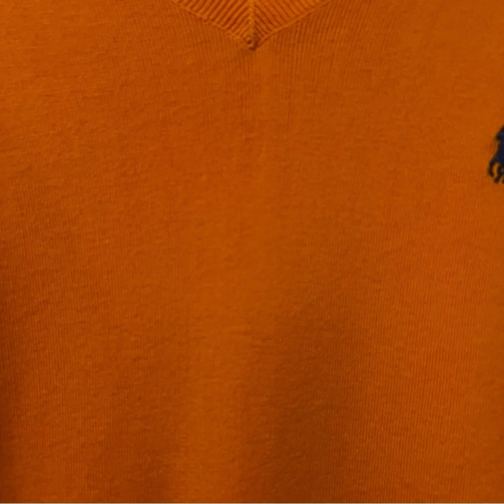 Polo by Ralph Lauren Orange V-Neck Cotton Sweater size large